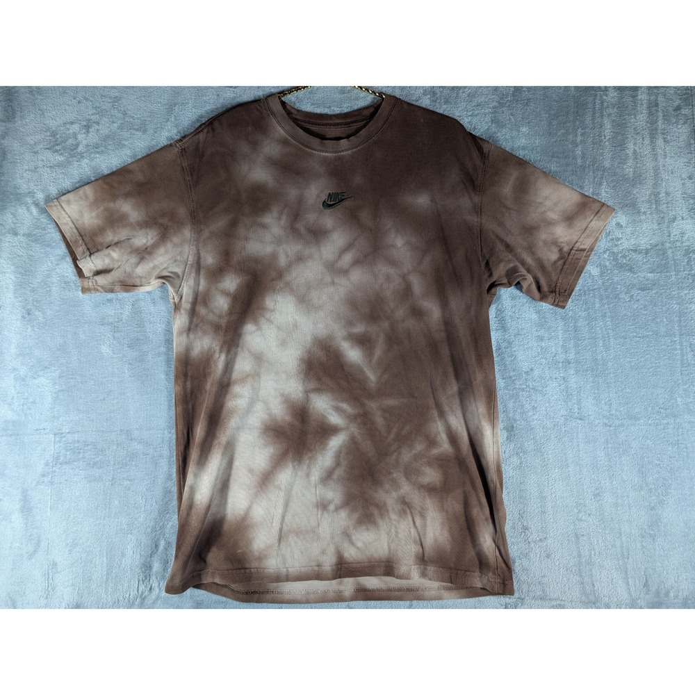 Nike Sportswear‎ Loose Fit Brown Tie Dye Embroidered Swoosh Logo T-Shirt Small